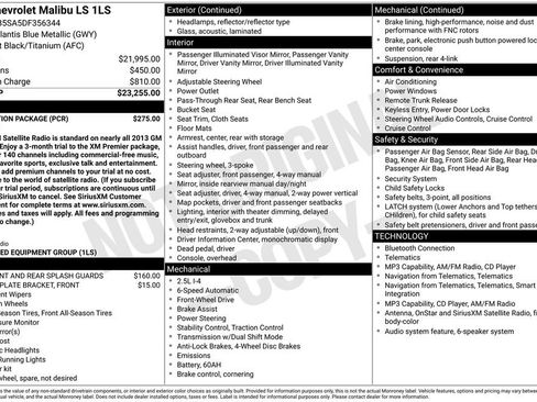 Used 2013 Chevrolet Malibu LS w/ Protection Package FWD image 2