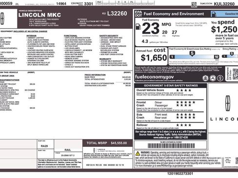Used 2019 Lincoln MKC Reserve w/ MKC Technology Package FWD image 2