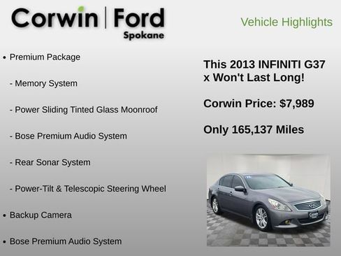 Used 2013 INFINITI G37 x w/ Premium Pkg image 6