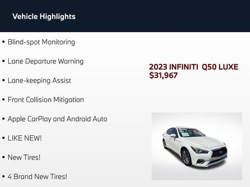 Used 2023 INFINITI Q50 Luxe w/ Cargo Package AWD/4WD image 4
