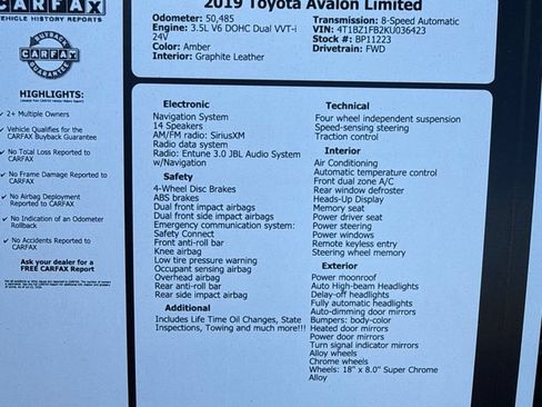 Used 2019 Toyota Avalon Limited FWD image 11