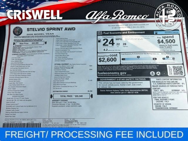 New 2026 Alfa Romeo Stelvio Sprint w/ Convenience Package AWD/4WD image 49