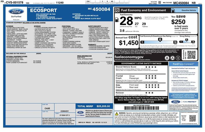 Used 2021 Ford EcoSport SE FWD image 2