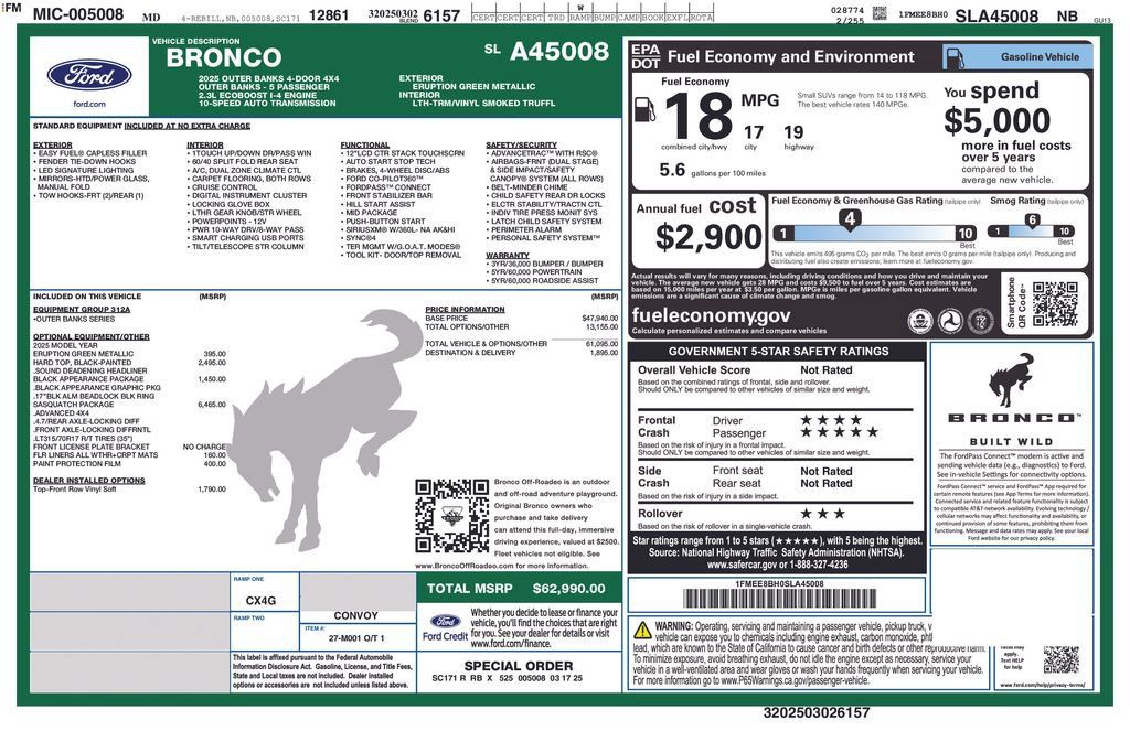 Used 2025 Ford Bronco Outer Banks w/ Sasquatch Package AWD/4WD image 12