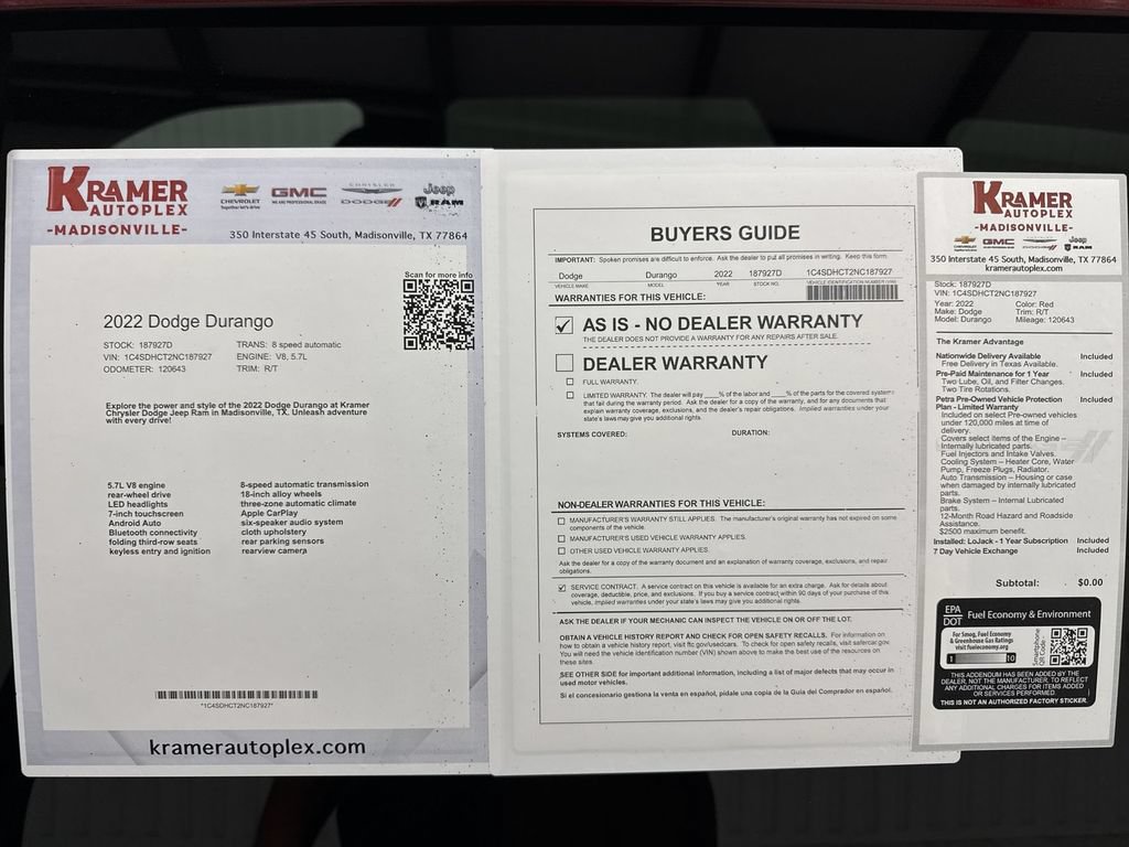 Used 2022 Dodge Durango R/T w/ Blacktop Package RWD image 35