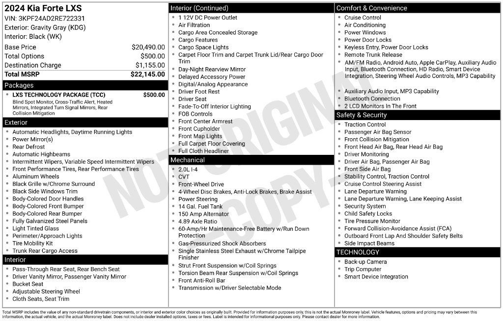 Used 2024 Kia Forte LXS w/ LXS Technology Package FWD image 26
