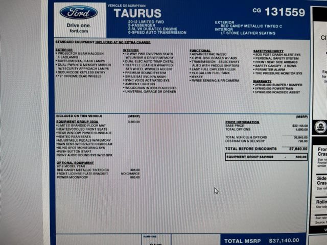 Used 2012 Ford Taurus Limited FWD image 35