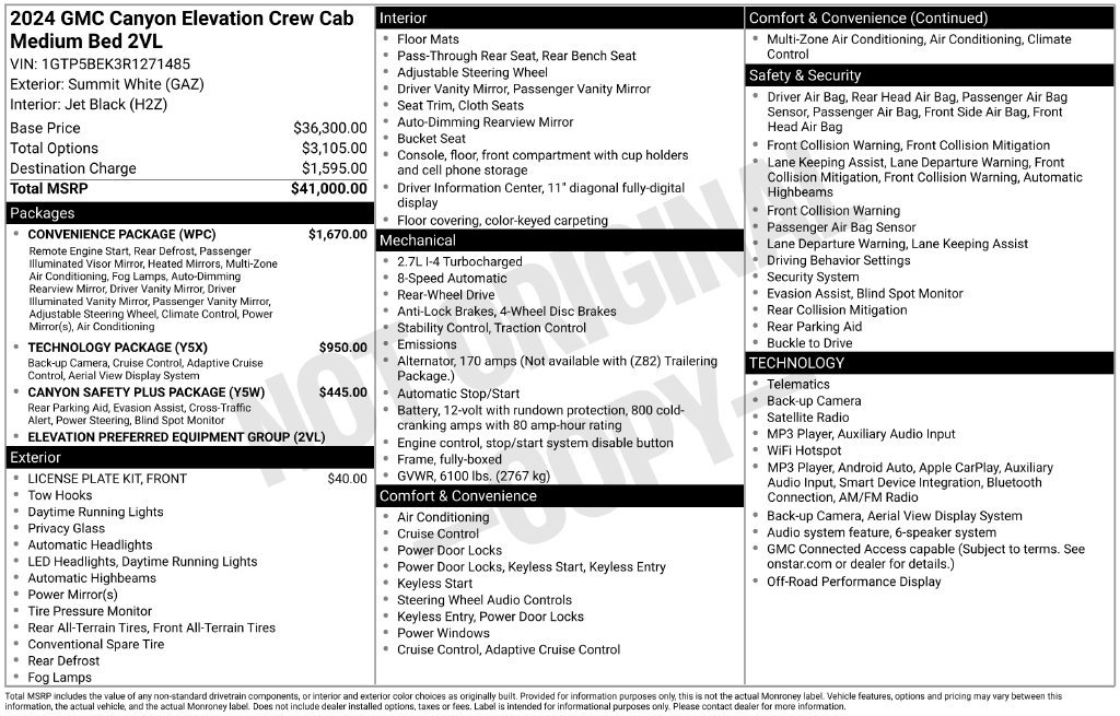 Certified 2024 GMC Canyon Elevation w/ Convenience Package RWD image 22