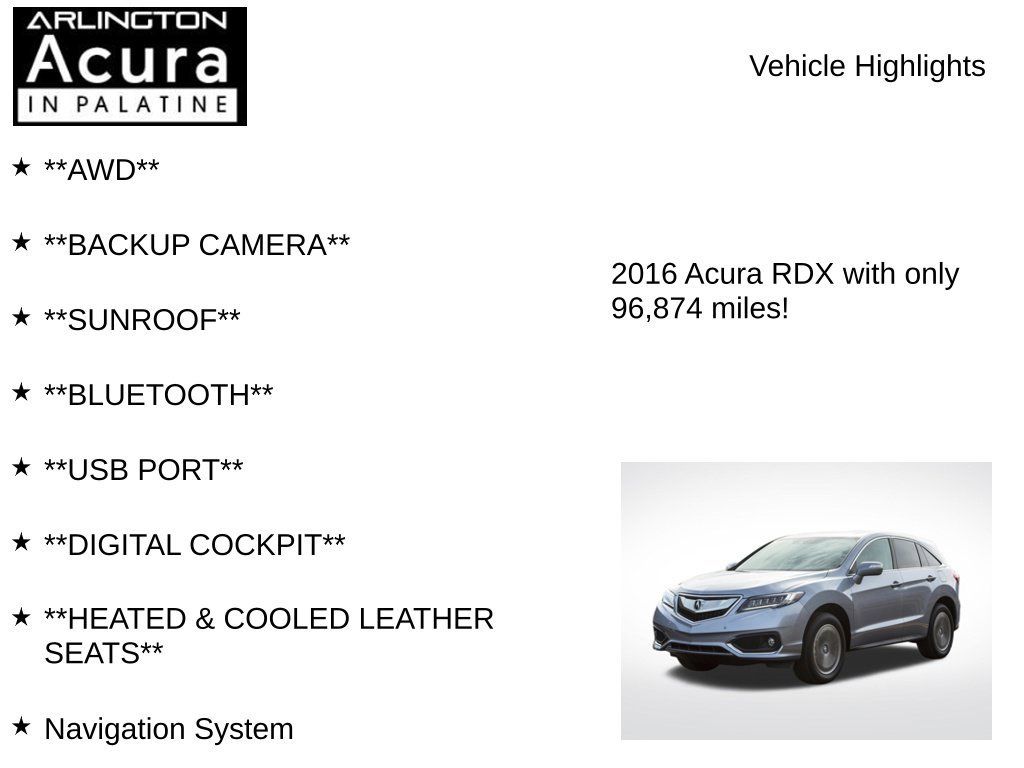 Used 2016 Acura RDX w/ Advance Package AWD/4WD image 7