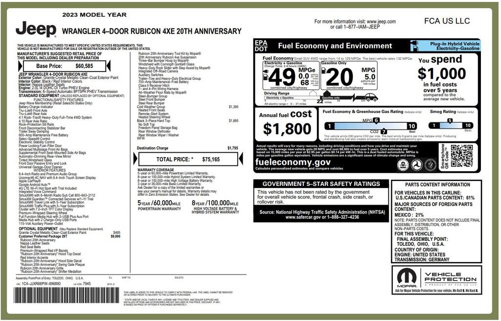 Certified 2023 Jeep Wrangler Unlimited Rubicon 4xe AWD/4WD image 3