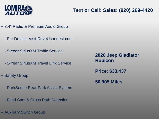 Used 2020 Jeep Gladiator Rubicon w/ Uconnect 4C Nav & Sound Group AWD/4WD image 9