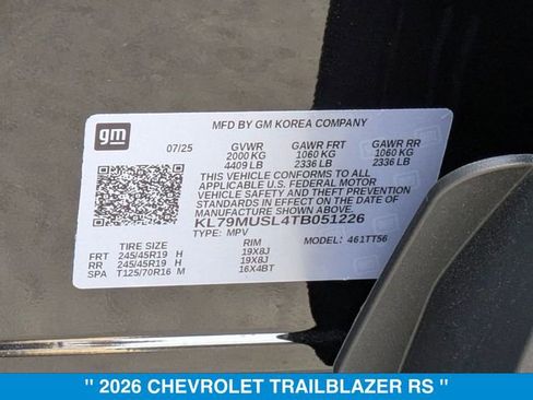 New 2026 Chevrolet TrailBlazer RS w/ Convenience Package image 27