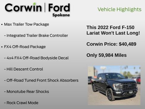 Used 2022 Ford F150 Lariat w/ Equipment Group 502A High AWD/4WD image 19