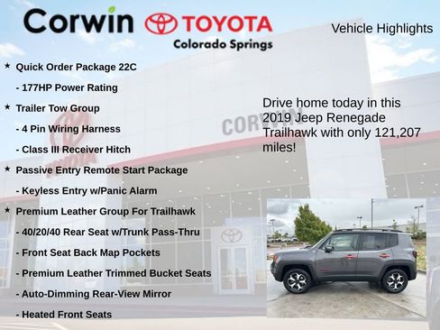 Used 2019 Jeep Renegade Trailhawk AWD/4WD image 7