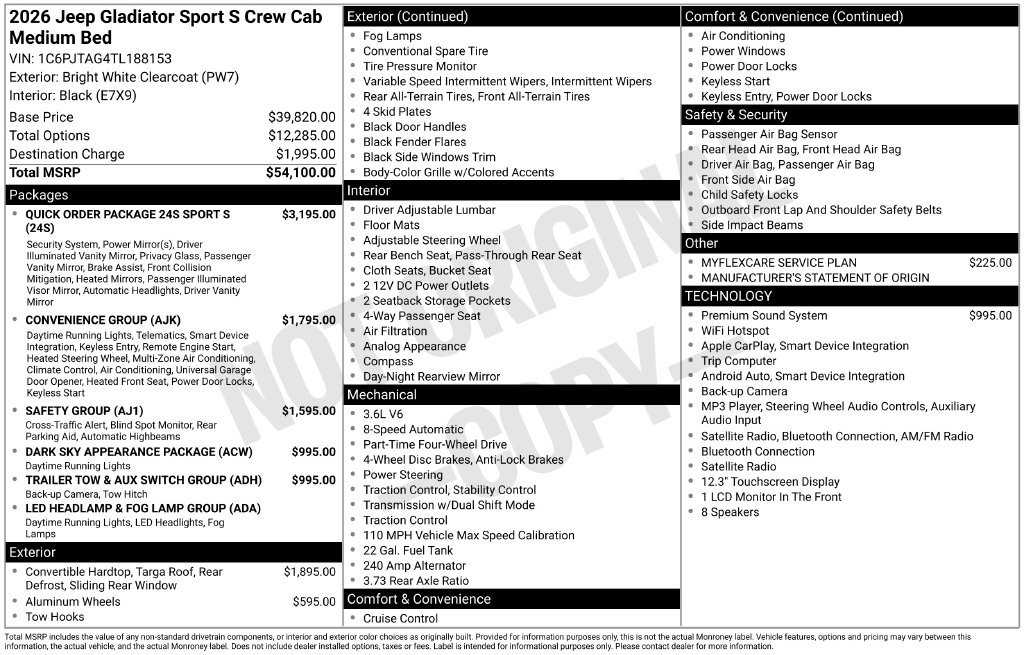 New 2026 Jeep Gladiator Sport AWD/4WD image 34
