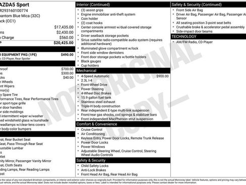 Used 2006 MAZDA MAZDA5 Sport w/ Popular Equipment Pkg FWD image 2