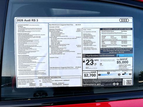 New 2026 Audi RS 3 AWD/4WD image 16
