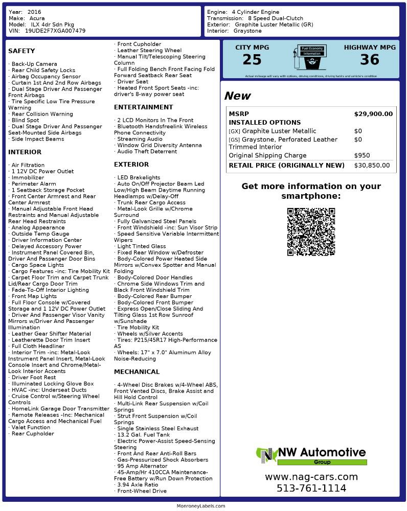 Used 2016 Acura ILX w/ Premium Package FWD image 2