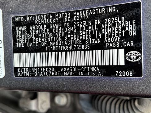 Used 2017 Toyota Camry LE FWD image 19