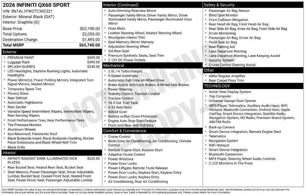 Used 2026 INFINITI QX60 Sport AWD/4WD image 3