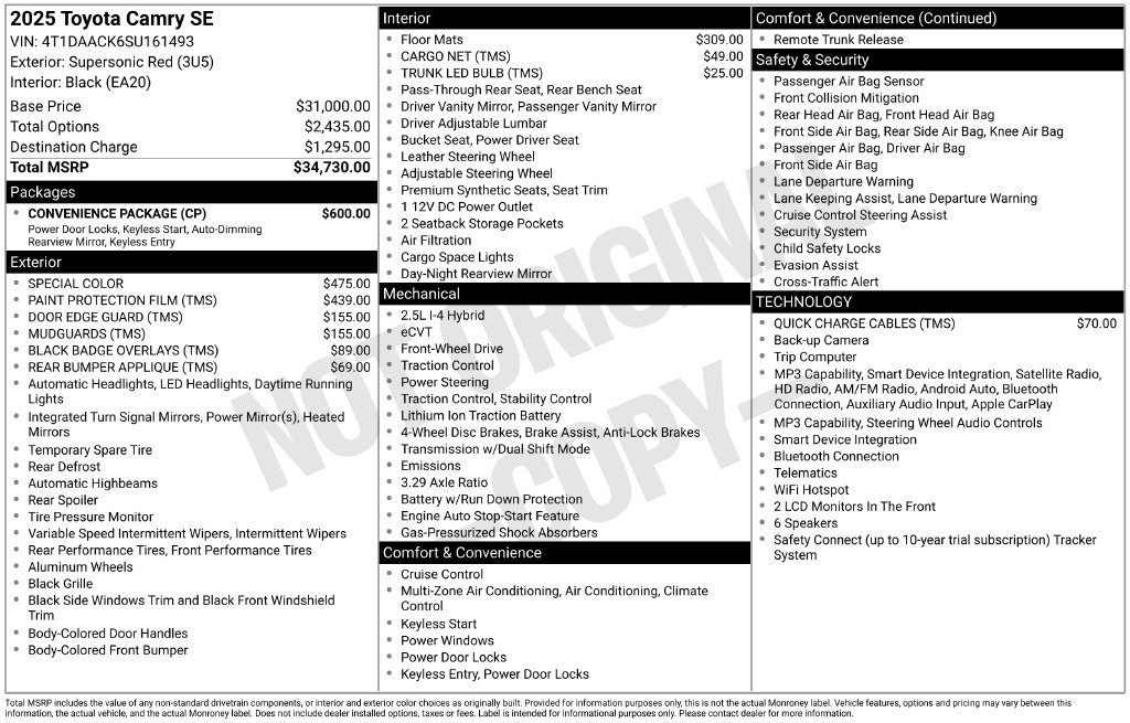 Used 2025 Toyota Camry SE w/ Convenience Package FWD image 6