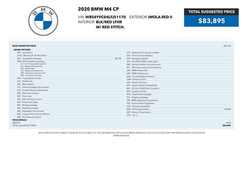 Used 2020 BMW M4 Coupe w/ Competition Package RWD image 4