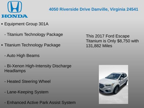 Used 2017 Ford Escape Titanium w/ Equipment Group 301A AWD/4WD image 7