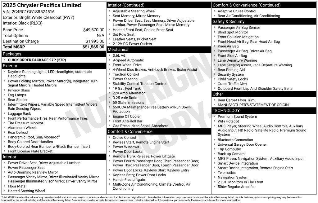 Used 2025 Chrysler Pacifica Limited FWD image 61