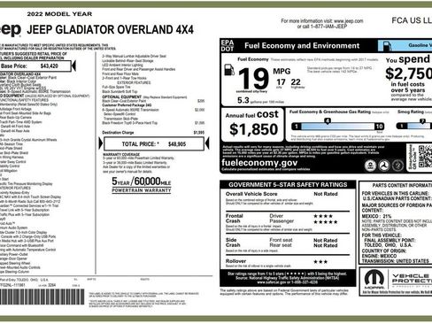 Used 2022 Jeep Gladiator Overland AWD/4WD image 3