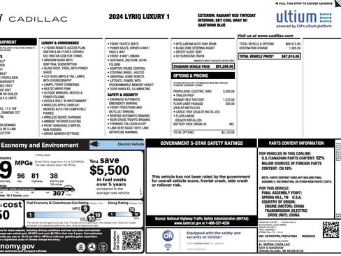 Used 2024 Cadillac Lyriq Luxury w/ LPO, Floor Liner Package AWD/4WD image 2