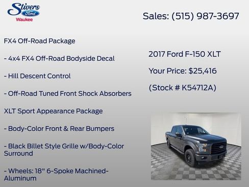 Used 2017 Ford F150 XLT w/ Equipment Group 302A Luxury AWD/4WD image 25
