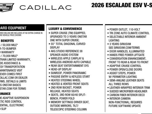 Used 2026 Cadillac Escalade ESV V w/ LPO, ONYX Package image 2