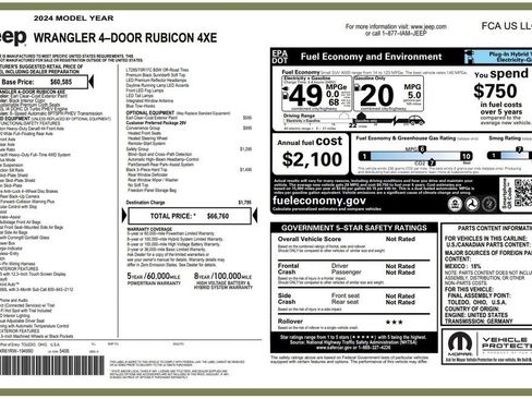 Certified 2024 Jeep Wrangler Unlimited Rubicon 4xe w/ Safety Group AWD/4WD image 4