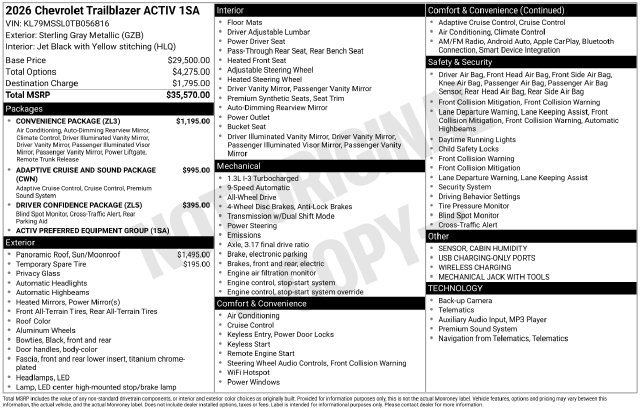 New 2026 Chevrolet TrailBlazer ACTIV w/ Convenience Package AWD/4WD image 27