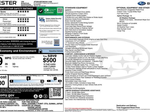 Used 2019 Subaru Forester Premium w/ All-Weather Package AWD/4WD image 10