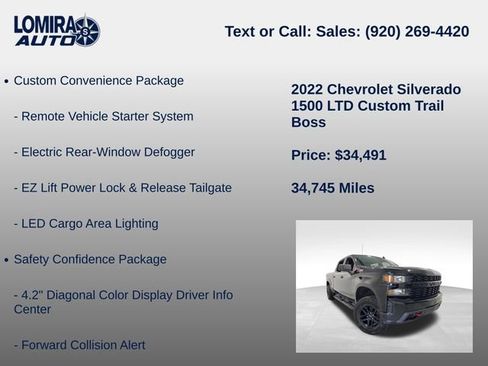 Used 2022 Chevrolet Silverado 1500 Custom Trail Boss w/ Safety Confidence Package AWD/4WD image 21