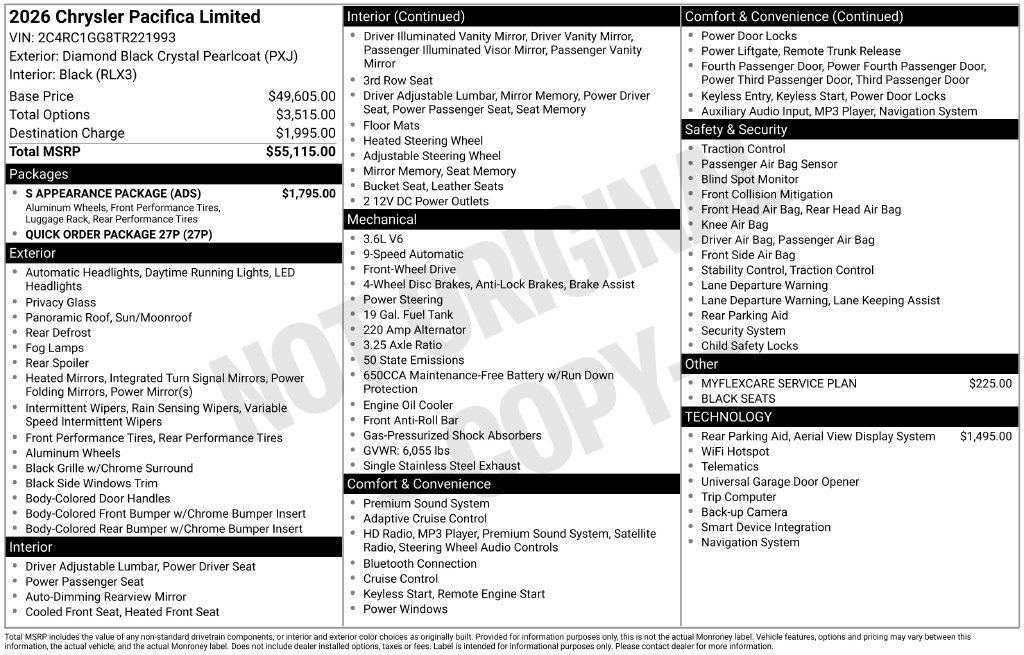 New 2026 Chrysler Pacifica Limited w/ S Appearance Package FWD image 9