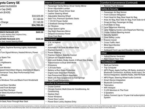 Used 2025 Toyota Camry SE w/ Convenience Package AWD/4WD image 3