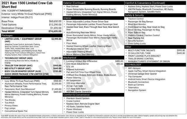Used 2021 RAM 1500 Limited AWD/4WD image 35