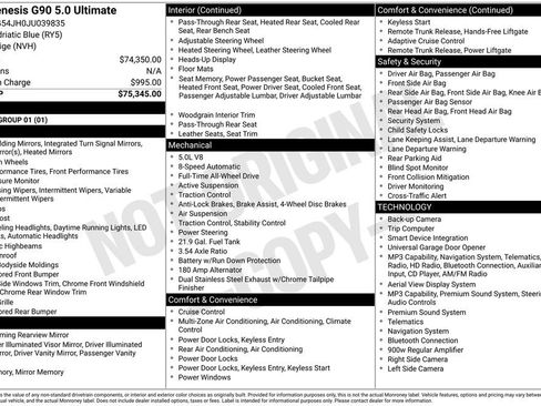 Used 2018 Genesis G90 5.0 Ultimate image 2