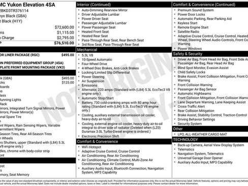 New 2026 GMC Yukon Elevation w/ LPO, Floor Liner Package AWD/4WD image 25