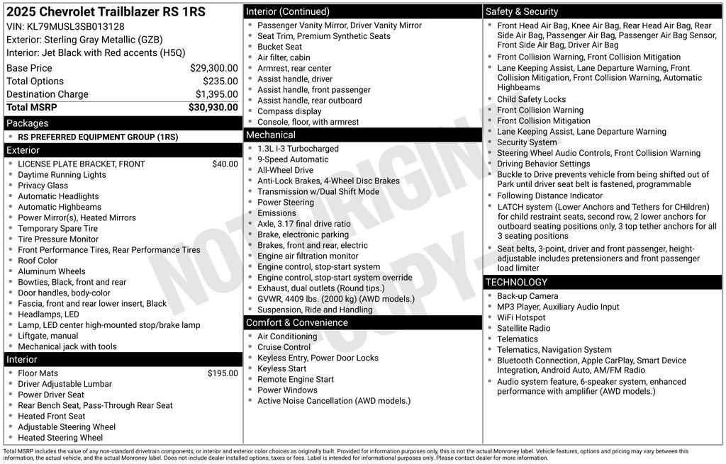 Used 2025 Chevrolet TrailBlazer RS AWD/4WD image 9
