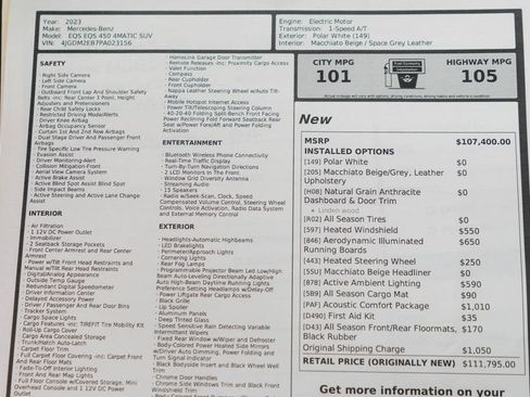 Used 2023 Mercedes-Benz EQS 450+ 4MATIC SUV w/ Acoustic Comfort Package image 52