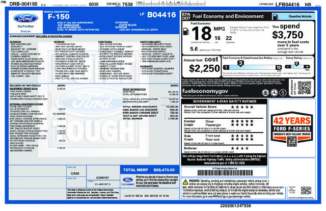 Certified 2020 Ford F150 King Ranch w/ Equipment Group 601A Luxury AWD/4WD image 47
