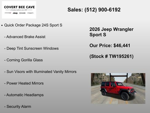 New 2026 Jeep Wrangler Unlimited Sport AWD/4WD image 6