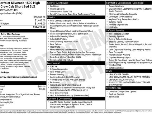 Used 2018 Chevrolet Silverado 1500 High Country AWD/4WD image 8