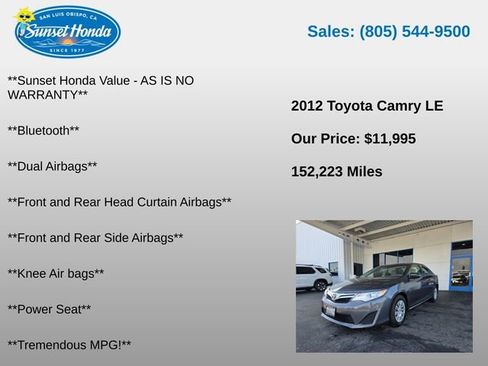 Used 2012 Toyota Camry LE FWD image 5