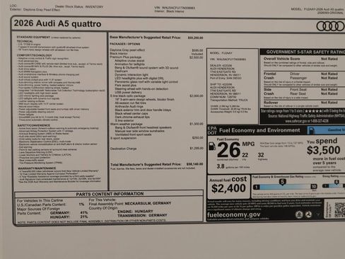 New 2026 Audi A5 2.0T Premium Plus image 39