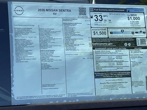 New 2026 Nissan Sentra SV w/ SV Convenience Package FWD image 2