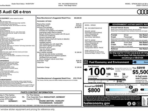 Used 2025 Audi Q6 e-tron Premium Plus w/ Premium Plus image 2